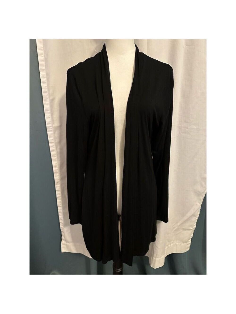 Cable & Gauge Women's 1X Black Long Sleeve Open Front Cardigan